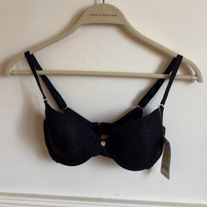 NATORI Black Sheer Jacquard T-Shirt Underwire Bra NWT Sz 32B